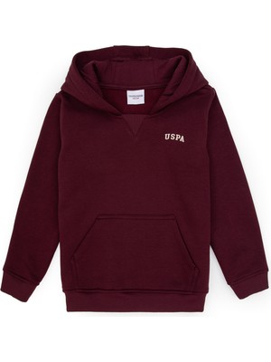 U.S. Polo Assn. Erkek Çocuk Bordo Basic Kapüşonlu Sweatshirt 50313808-VR177