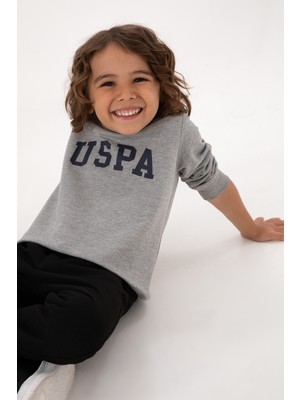 U.S. Polo Assn. Erkek Çocuk Gri Melanj Bisiklet Yaka Basic Sweatshirt 50313830-VR086