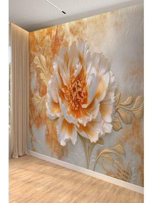 3D Büyük Çiçek Desenli Tekstil Duvar Kağıdı