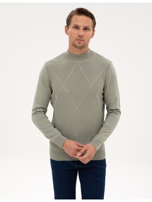 Pierre Cardin Erkek Ada Çayı Slim Fit Yarım Balıkçı Yaka Triko Kazak 50317520-VR255