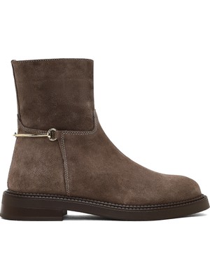 Kadın Vizon Fermuarlı Tokalı Süet Deri Bot 25WFD512710