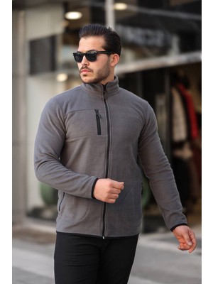 Düz Renk Polar Ceket