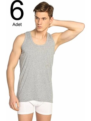 Tutku Erkek Gri Ribana Klasik Atlet 6'lı Paket Dokuma Özellikli Rahat Kesim