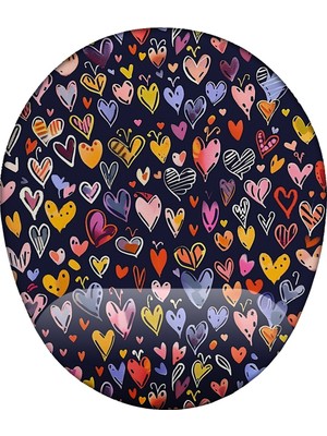 Hamiki Kalpler Desenli Bilek Destekli Mouse Pad Ergonomik Kaymaz Taban Mousepad Fare Altlığı