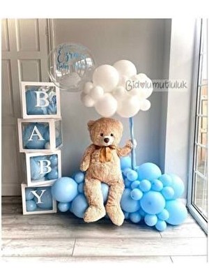 Bi Dolu Mutluluk Baby Doğum Günü Seti Happy Birthday Beyaz Renk 4 Parça Kutlama Malzemesi