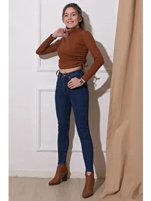 Sandra Kadın Lacivert Ekstra Rahat Skinny Dar Paça Jeans Pantolon