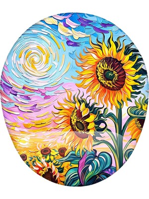 İyi Fikirler Van Gogh Temalı Ay Çiçekleri Bilek Destekli Mouse Pad Ergonomik Kaymaz Taban Mousepad Fare Altlığı