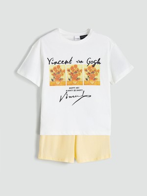 Lc Waikiki Yeni Sezon Vincent Van Gogh Baskılı Kız Çocuk Şortlu Pijama Takımı