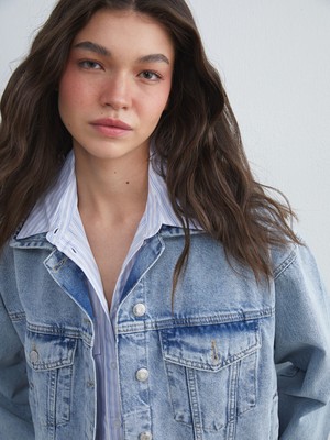 Lc Waikiki Yeni Sezon Gömlek Yaka Kadın Jean Ceket