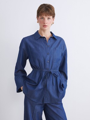 Lc Waikiki Yeni Sezon Beli Bağlamalı Kadın Jean Gömlek