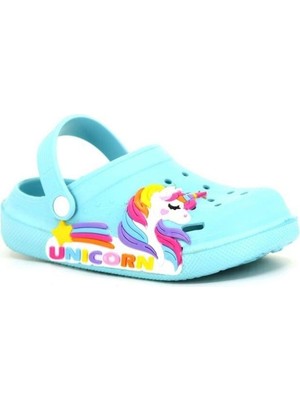 Kız Çocuk Unicorn Figürlü Kaydırmaz Rahat Tabanlı Havuz-Plaj-Tatil-Bahçe Cross Terlik Sandalet
