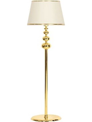 Lmd-01 Gold Kaplama Üçlü Küre Metal Lambader - Gold Şeritli Krem