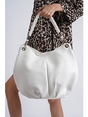 Kadın Beyaz Yumuşak Deri Kol Omuz Çantası