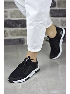 Unisex Ortopedik, Triko Spor Ayakkabı Koşu ve Yürüyüş Ayakkabısı Sneaker Siyah