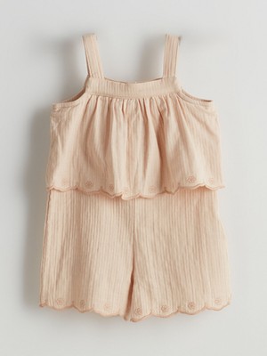 Lc Waikiki Yeni Sezon Kare Yaka Fırfırlı Kız Çocuk Salopet