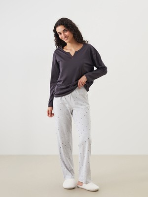 Lc Waikiki Yeni Sezon Büyük Beden Beli Lastikli Puantiyeli Kadın Pijama Altı