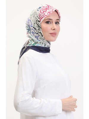 Desenli Soft Eşarp 70243-12 Lacivert Haki