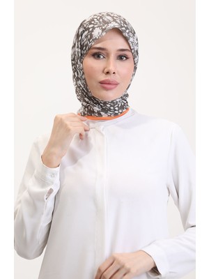 Desenli Soft Eşarp 70261-03 Ekru Kahverengi