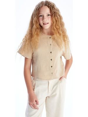 Lc Waikiki Yeni Sezon Kısa Kollu Müslin Kız Çocuk Gömlek