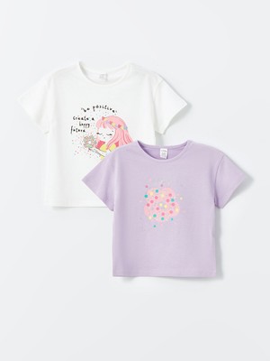 Lc Waikiki Yeni Sezon Bisiklet Yaka Kız Bebek Tişört 2'li