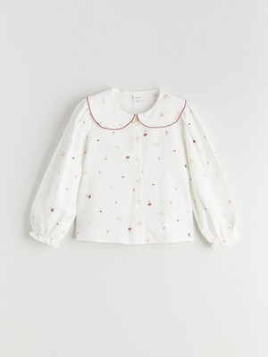 Lc Waikiki Yeni Sezon Bebe Yaka Çiçekli Kız Çocuk Gömlek