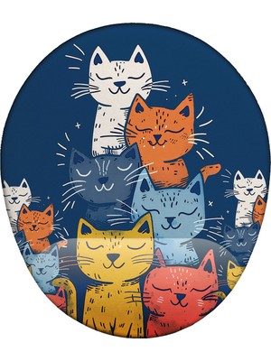 Hamiki Kediler Desenli Bilek Destekli Mouse Pad Ergonomik Kaymaz Taban Mousepad Fare Altlığı