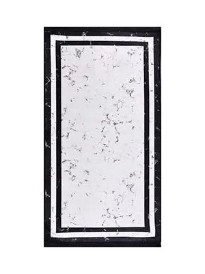 Candida Çerçeveli Beyaz Polyester ve Pamuklu Kaydırmaz Tabanlı Dijital Baskı Halı