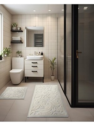 2 Li Bukle Banyo Takımı (Banyo Tekstili/modern/doğal/sade/şık Kaymaz Taban)