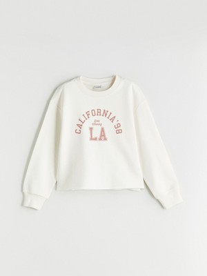 Lc Waikiki Yeni Sezon Bisiklet Yaka Baskılı Kız Çocuk Sweatshirt