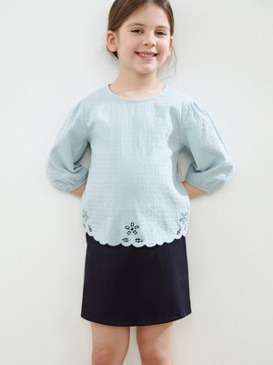 Lc Waikiki Yeni Sezon Bisiklet Yaka Nakışlı Kız Çocuk Bluz