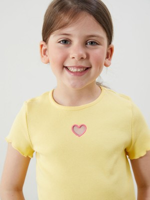 Lc Waikiki Yeni Sezon Bisiklet Yaka Nakışlı Kaşkorse Kız Bebek Tişört