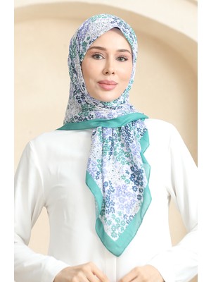 Desenli Soft Eşarp 70260-04 Çağla Yeşili Leylak Rengi