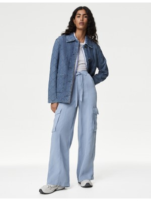 Marks & Spencer Wide Leg Keten Kargo Pantolon