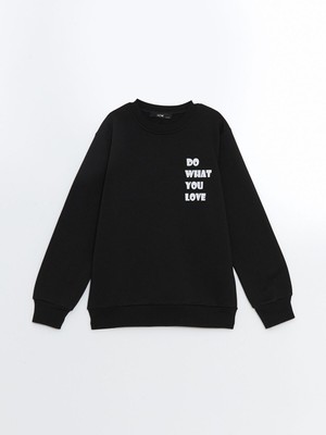 Lc Waikiki Yeni Sezon Bisiklet Yaka Uzun Kollu Baskılı Kız Çocuk Sweatshirt