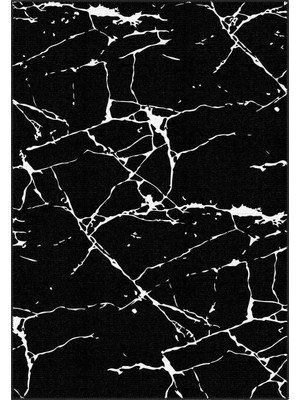 Torre Modern Siyah Polyester ve Pamuklu Yıkanabilir Kaydırmaz Taban Dijital Baskı Halı