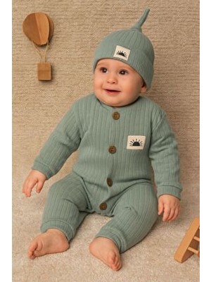 Güneş Armalı Bereli Düz Renk Tulum Bebek Takımı