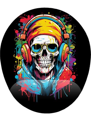 Hamiki Kurukafa Skull Desenli Bilek Destekli Mouse Pad Ergonomik Kaymaz Taban Mousepad Fare Altlığı