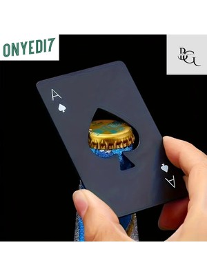 Siyah Kart Şeklinde Metal Şişe Açacağı – Taşınabilir, Dayanıklı & Şık Tasarım - Maça As Kartı Açacak