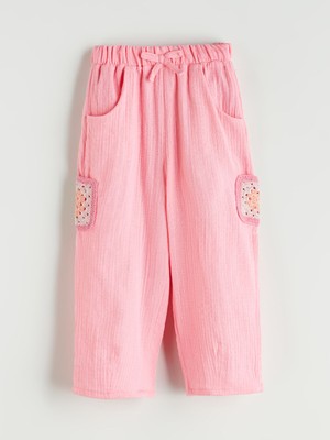 Lc Waikiki Yeni Sezon Beli Lastikli Dantel Detaylı Müslin Kız Çocuk Pantolon