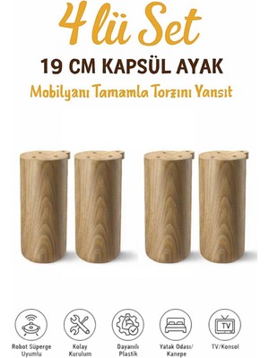 Kapsül Bohem 19 cm Mobilya Kanepe Sehpa Tv Ünitesi Koltuk ve Konsol Ayağı
