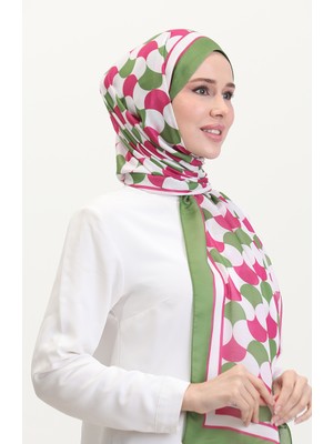 Desenli Soft Şal 70266-10 Fıstık Yeşili Fuşya