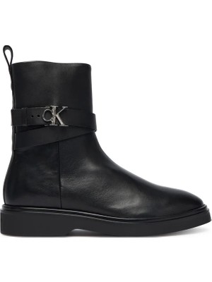 Calvin Klein Metal Logolu Bilek Boy Kadın Siyah Bot HW0HW02663-BEH