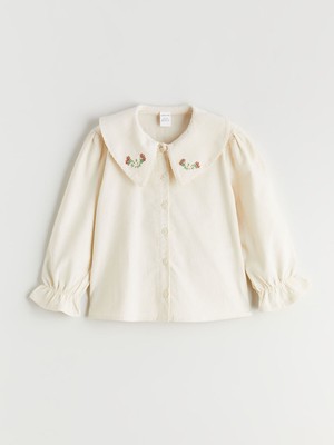 Lc Waikiki Yeni Sezon Bebe Yaka Çiçekli Kadife Kız Çocuk Gömlek