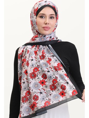 Desenli Soft Şal 70263-07 Siyah Kırmızı