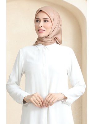 Düz Kristal Eşarp 70252-18 Sütlü Kahve