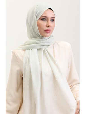 Çizgi Desenli Keten Şal 70286-03 Mint Yeşili
