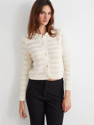 Lc Waikiki Yeni Sezon Bisiklet Yaka Ajurlu Kadın Triko Hırka