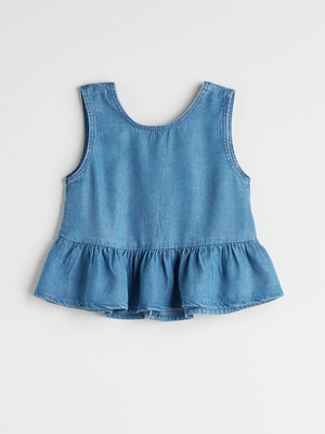 Lc Waikiki Yeni Sezon Altı Fırfırlı Kız Çocuk Jean Bluz