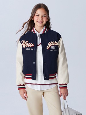 Lc Waikiki Yeni Sezon New York Nakışlı Kız Çocuk Kolej Mont