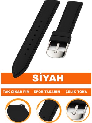 18MM-20MM-22MM-24MM Fossil-Welder-Casio-Seiko-Omega-Armani Saat Uyumlu Silikon Saat Kordonu Kayışı S01A18-17